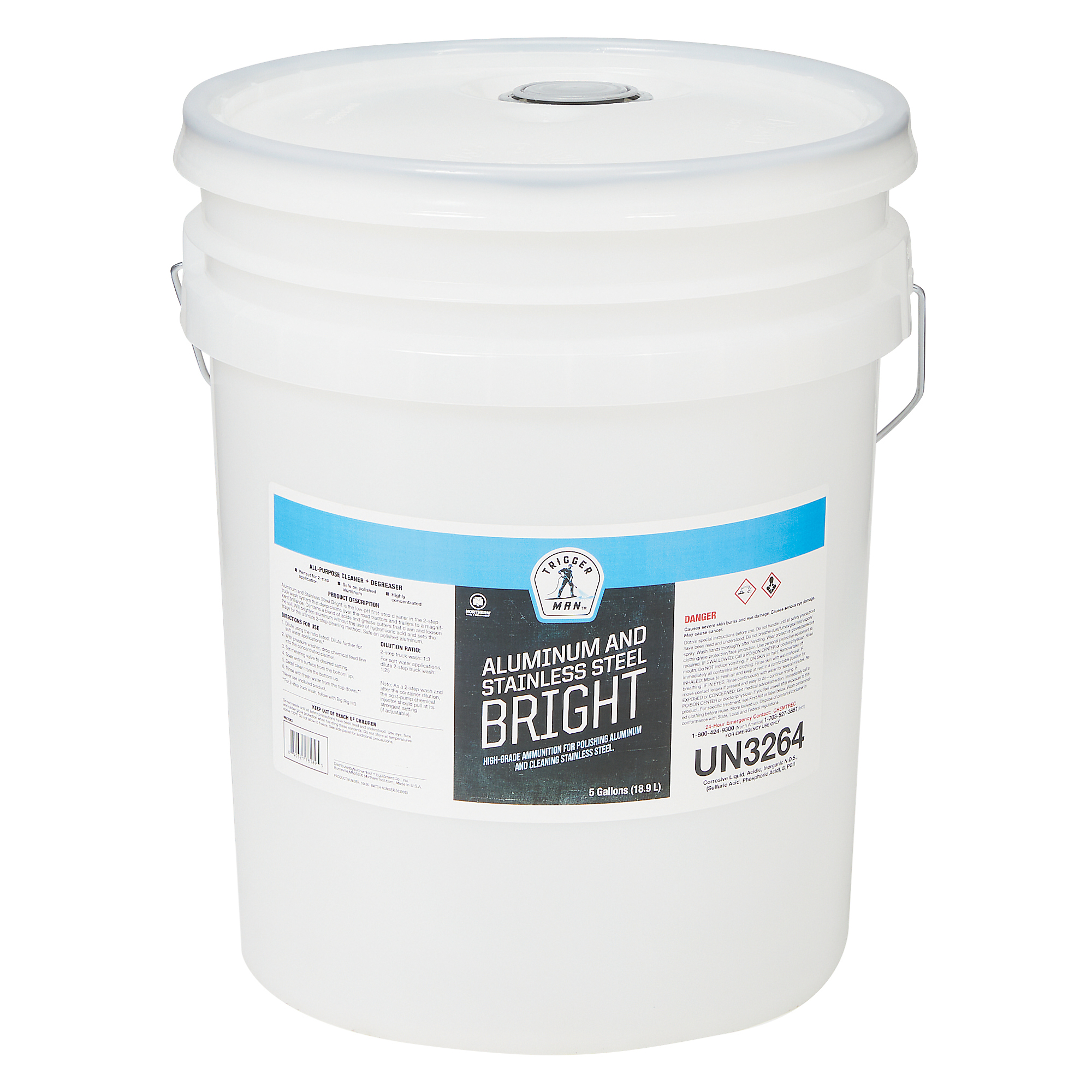 Trigger Man Aluminum and Stainless Steel Bright, Pressure Washer Chemical, 5 Gallons